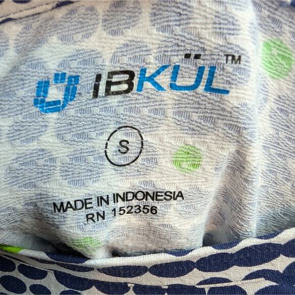 IBKUL Navy Green Polka Dot Ruffle Sleeve Cuff SPF 50 Athletic Shift Dress Small - Picture 5 of 7